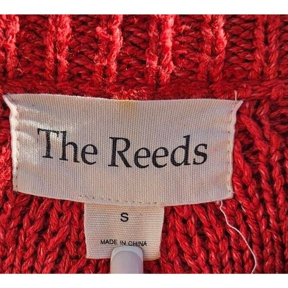 The Reeds Sweater Womens Small Red Cable Knit Lace Up Bow Preppy Chunky Academia - Picture 2 of 9